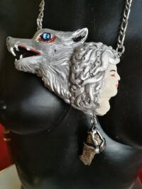 Silver Wolf Spirit Guide Protection Amulet, Magic Pentacle Charm Wild Animals, Forest Wildlife Talisman