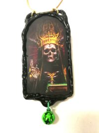 La Santa Muerte Pendant, Macabre Voodoo Dark Magic Talisman Necklace, Spooky Witch Goth Jewelry Skull & Gothic Amulet