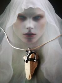 Witch Familiar, Ancient Spirit Companion Boo Ghostly, Necklace Uncut Gemstone Pendant, Magic Portal Amulet