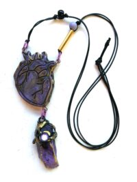 Saint Germain, Purple Heart Pendant, Purple Flame Immortality Stone, Witch Goth Jewelry, Gothic Amulet Necklace Talisman