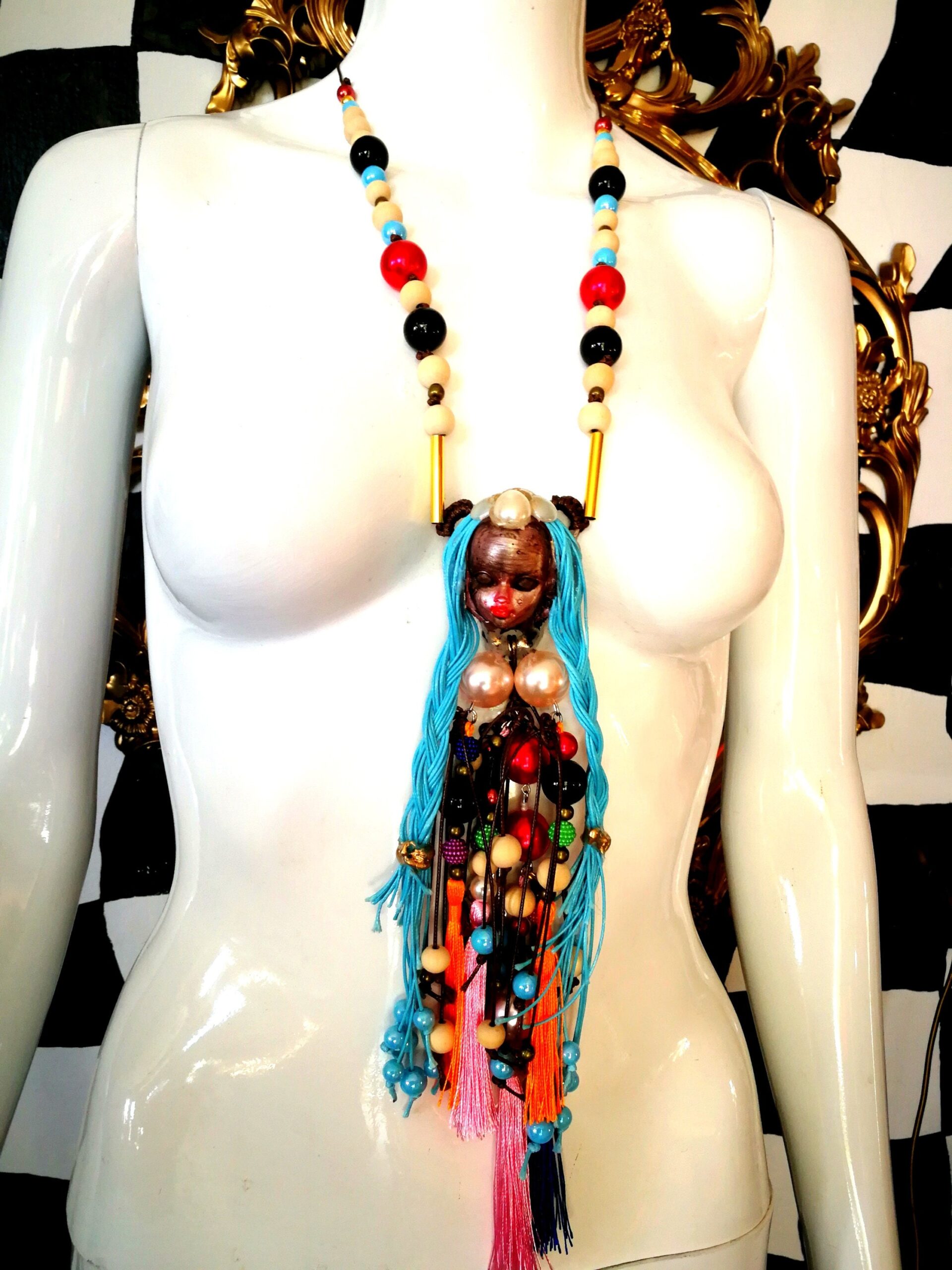 Voodoo Spell, Magic Talisman Witchcraft Pendant, Witch Jewelry Necklace Amulet, Hawaiian Tribal Folkloric Doll