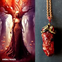 Uncut Gemstone Pendant, Enchanted Necklace Spirit Companion, Magic Portal Raw Stone Amulet, Vessel Spell Jewelry Talisman