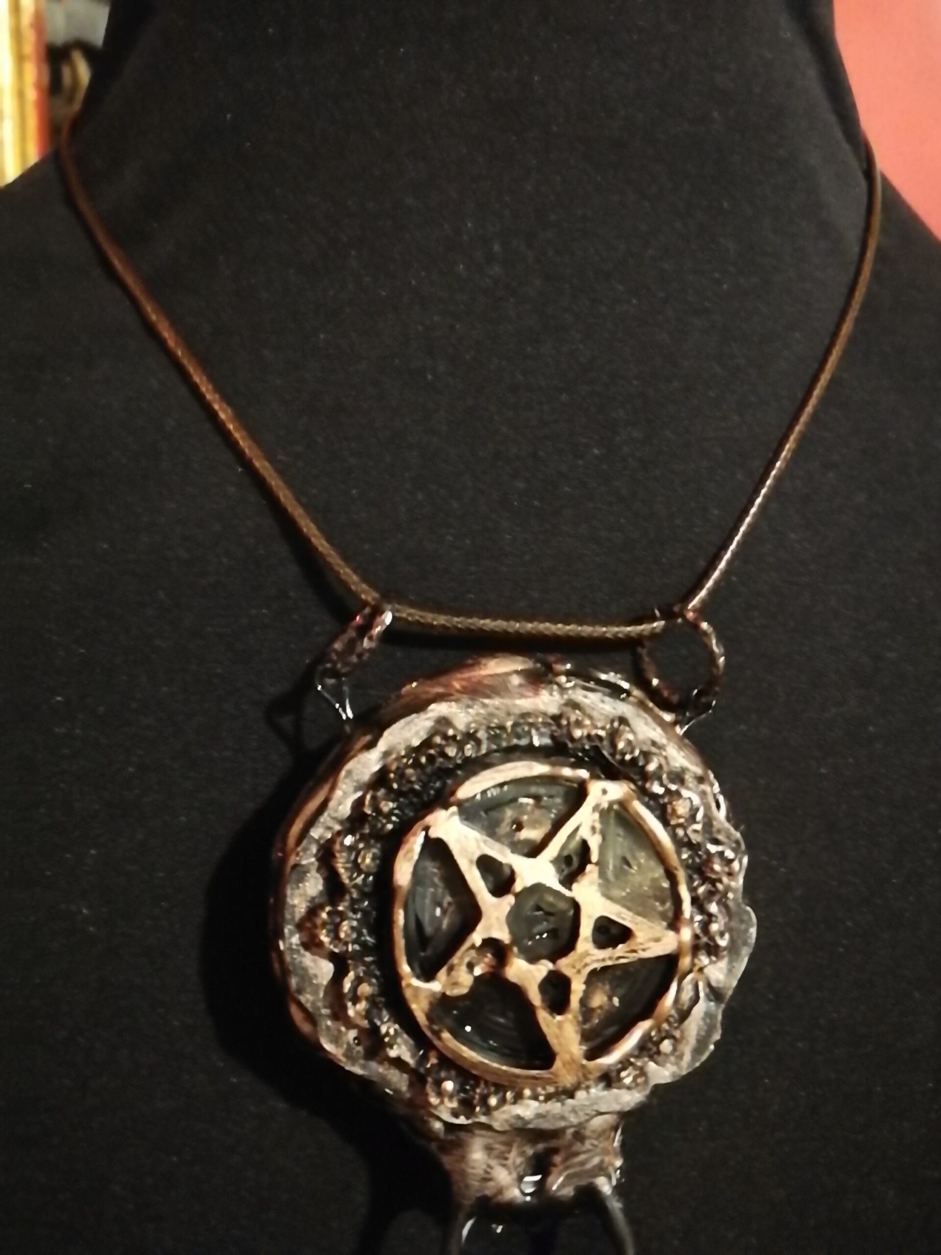Inverted Pentagram Star, Owl Necklace Magical Power Protective Talisman Occult Protection Amulet Black Madonna
