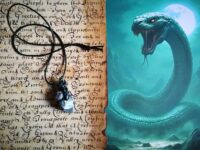Leviathan Axe, Ancient Spirit Companion Snake Serpent, Necklace Uncut Gemstone Pendant, Magic Power Raw Stone Amulet