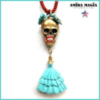 La Santa Muerte Pendant, Macabre Voodoo Dark Magic Talisman, Witch Necklace Goth Jewel Skull Amulet