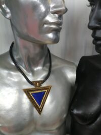 Water Sign Elemental Necklace Protective Talisman, Sea Witch Amulet Charm with Blue Stone Pendant Illuminati Triangle