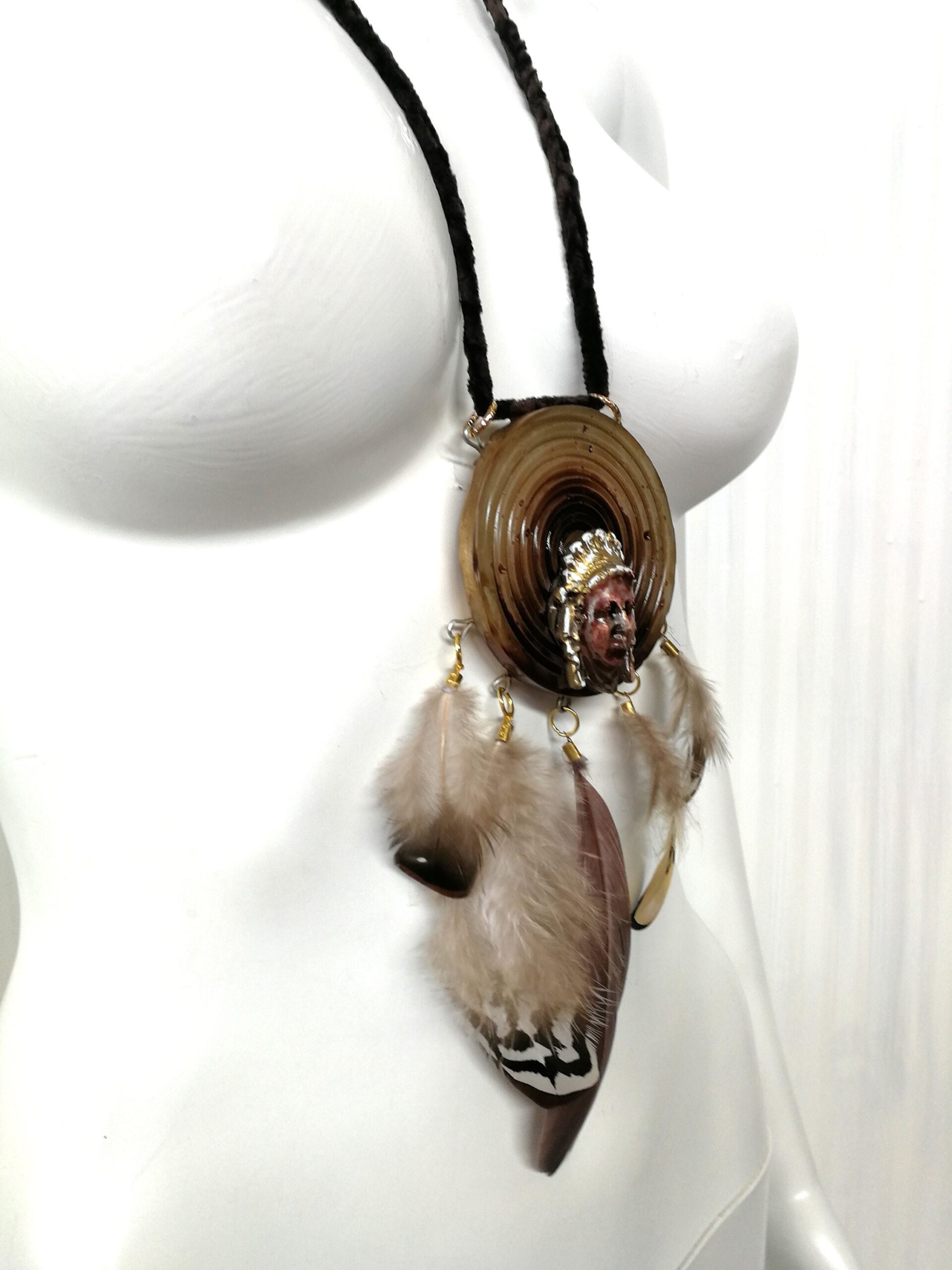 Dreamcatcher Amulet Necklace Native American, Shaman Drums Evil Eye Dream Catcher Talisman Occult Jewelry