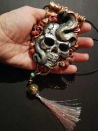 Life Forever, Skull Snake Talisman Garden of Eden, Imortality Magic Power Evil Eye, Punk Rock Gothic Amulet Pendant