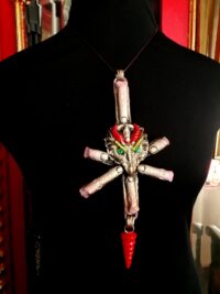 Satanic Necklace, Dragon Eye Five Fingers Antichrist Inverted Cross, Baphomet Upside Down Cross, Sigil of Lucifer Satan