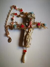 Guardian Angel Pendant, Cross Amulet Necklace, Magic Talisman Religious Symbol, Spiritual Esoteric Jewelry Cherubim