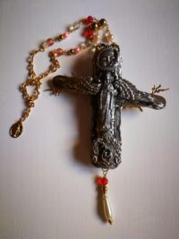 Alchemy Cross Pendant, Sun & Moon Amulet Necklace, Magic Talisman Religious Symbol, Esoteric Jewelry Madonna