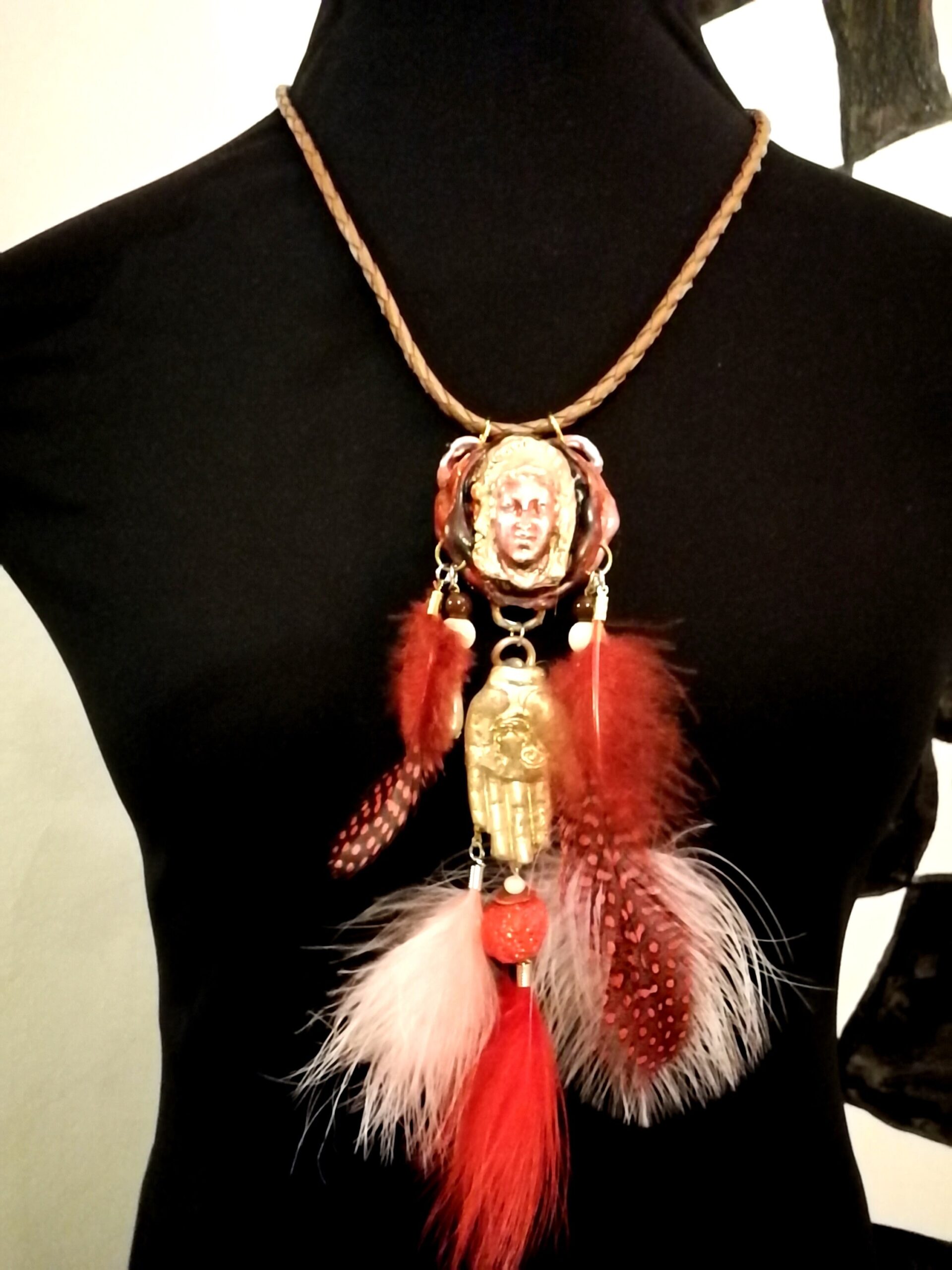 Shaman King, Native American Necklace Talisman, Boho Rustic Hand Help Jewelry, Gypsy Ethnic Indian Tribal Folk Pendant