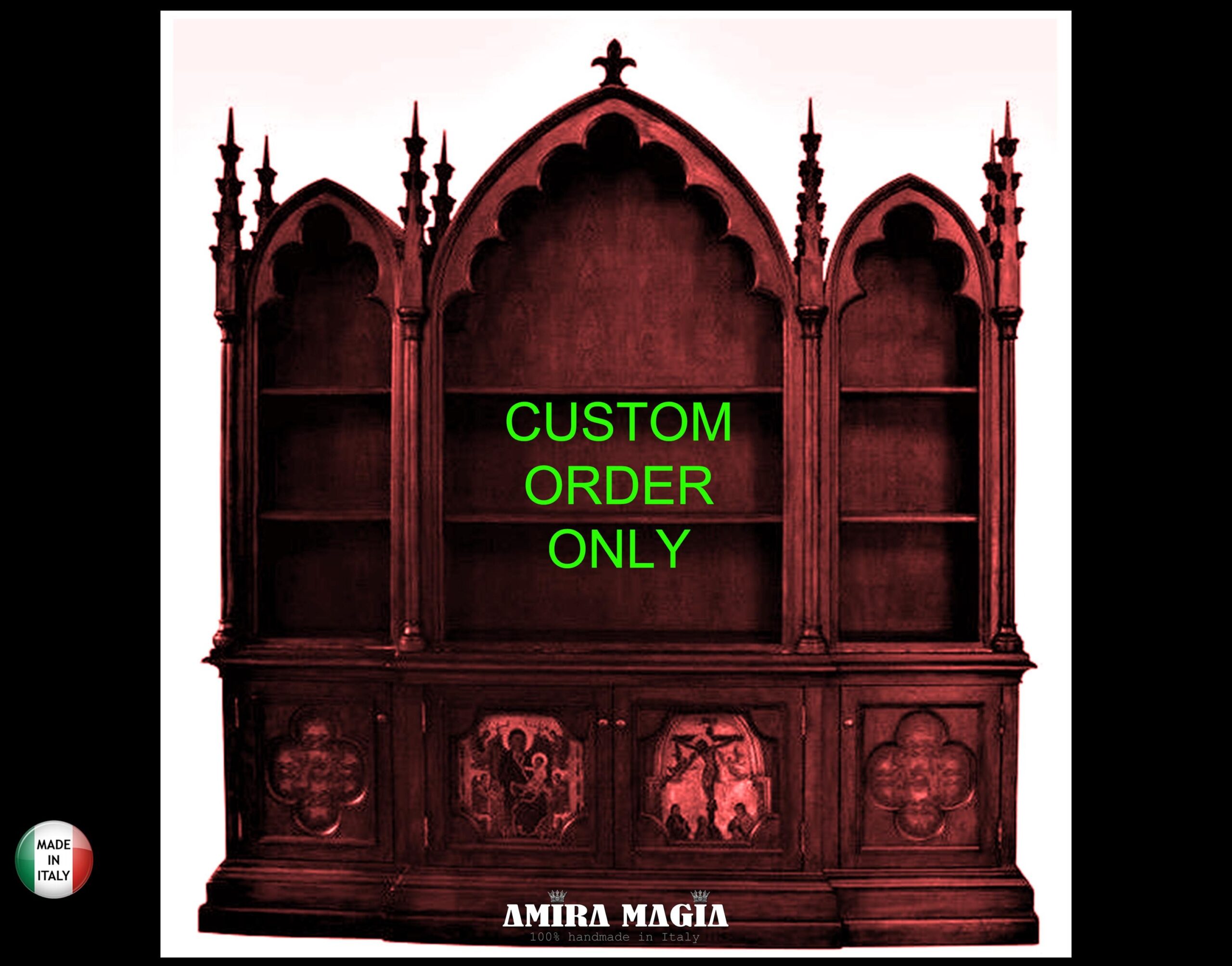 Apothecary Cabinet, Goth Assemblage Antique Gothic Furniture Custom Order, Witchcraft Altar Magic Wooden Library Shelves