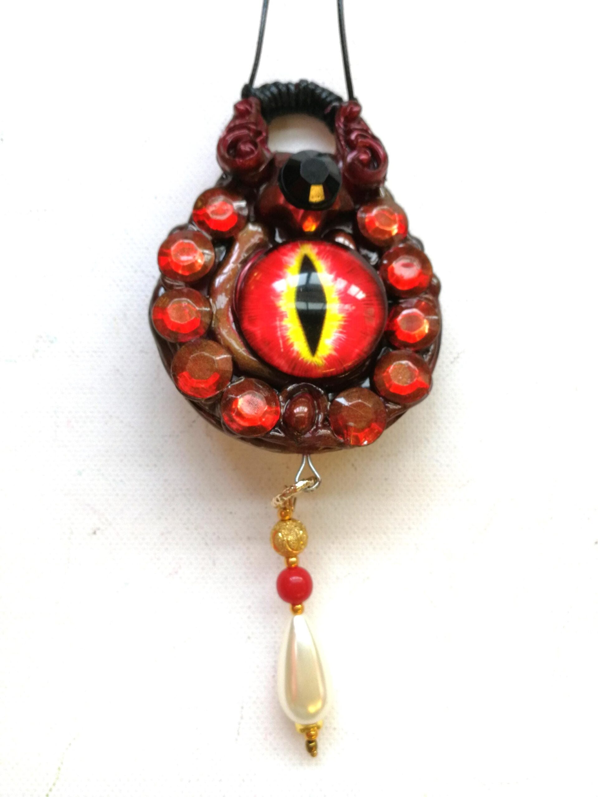 Dragon Eye, Satanic Necklace Satan Satanist Symbol, All Seeing Eye, Devil Pendant, Goth Jewel, Good Luck Talisman Charm