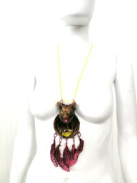 Dream Catcher Necklace Talisman, Evil Eye Protection Brown Bear Pendant, Spirit Guide Native American Amulet Shaman Drum