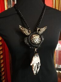 Black Angel, Satanic Talisman Satan Symbol, Demon Devil Pendant, Baphomet Necklace Archon, Magic Ritual Amulet