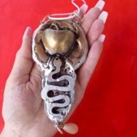 Evil Eye Amulet, Snake & Apple Talisman Totem, Spiritual Occult Jewelry Wealth Protection Good Luck