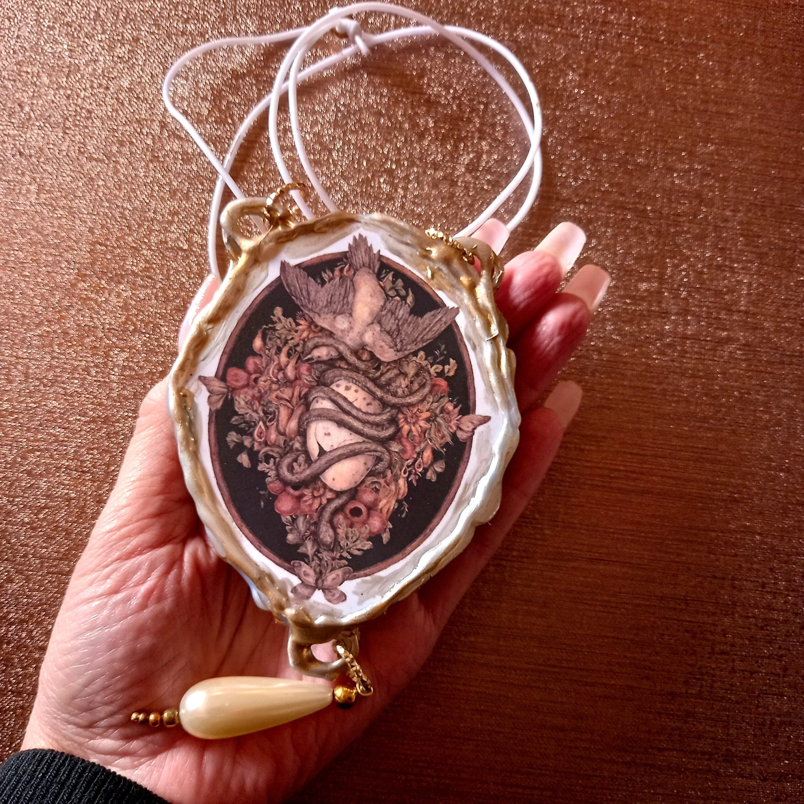 Life Forever, Cosmic Egg Snake Talisman, Celestial Love Feng Shui Amulet, Magic, Garden of Eden