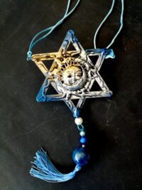 David Star Pendant, Hebrew Israel Symbol, Magic Talisman Bar Mitzvah Bat Mitzvah, Dragon Eye Big Magen David Necklace