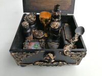 Apothecary Cabinet, Vintage Magic Witchcraft Box, Starter Kit Ritual, Potions Bottle, Incense Burner Set