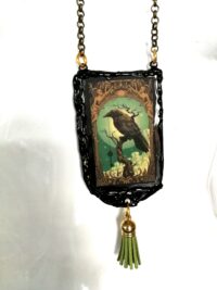 Black Raven Crow, Magic Talisman Witch Pendant, Esoteric Jewelry Witchcraft Symbol, Gothic Amulet Ritual