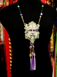 Green Man, Wizard Magic Talisman Witchcraft Pagan Pendant, Forest Little People Amulet King of Pentacle