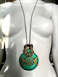 Moon Goddess Hecate, Triple Moon Talisman, Lunar Phases Witchcraft Pendant, Witch Jewelry Star Pentagram Luna Necklace