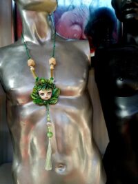 Green Witch Witchcraft Pendant, Magic Talisman Little People, Druid Forest Spirit Amulet Ace of Pentacle