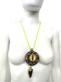 Evil Eye Necklace, Magic Talisman Amulet Pendant, Witch Pentagle Stone Charm, Gothic Dragon Power