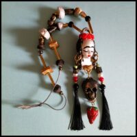 Santa Muerte, Doll Head Magic Talisman, Cursed Haunted Witchcraft Pendant, Witch Jewelry Skull Necklace