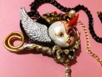 Angel and Demon, Art Deco Necklace, Art Nouveau Pendant, Victorian Gothic Amulet, Life and Death, Goth Jewel Talisman