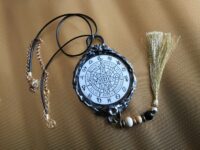 astrology necklace, astrologic talisman zodiac amulet horoscope sign symbol medallion charm woman jewelry antique vintage style accessories