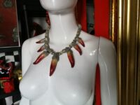 Horn Necklace, Shamanic Jewelry Pendant Magic Powers, Good Luck Healing Choker, Ethnic African Safari Trophy Fangs Tusks