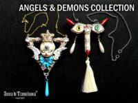 Guardian Angel, Cherubim Pendant Royal Crown Angel Wings, Jewel Magic Talisman Archangel Charm, Seraphim Cherub Amulet