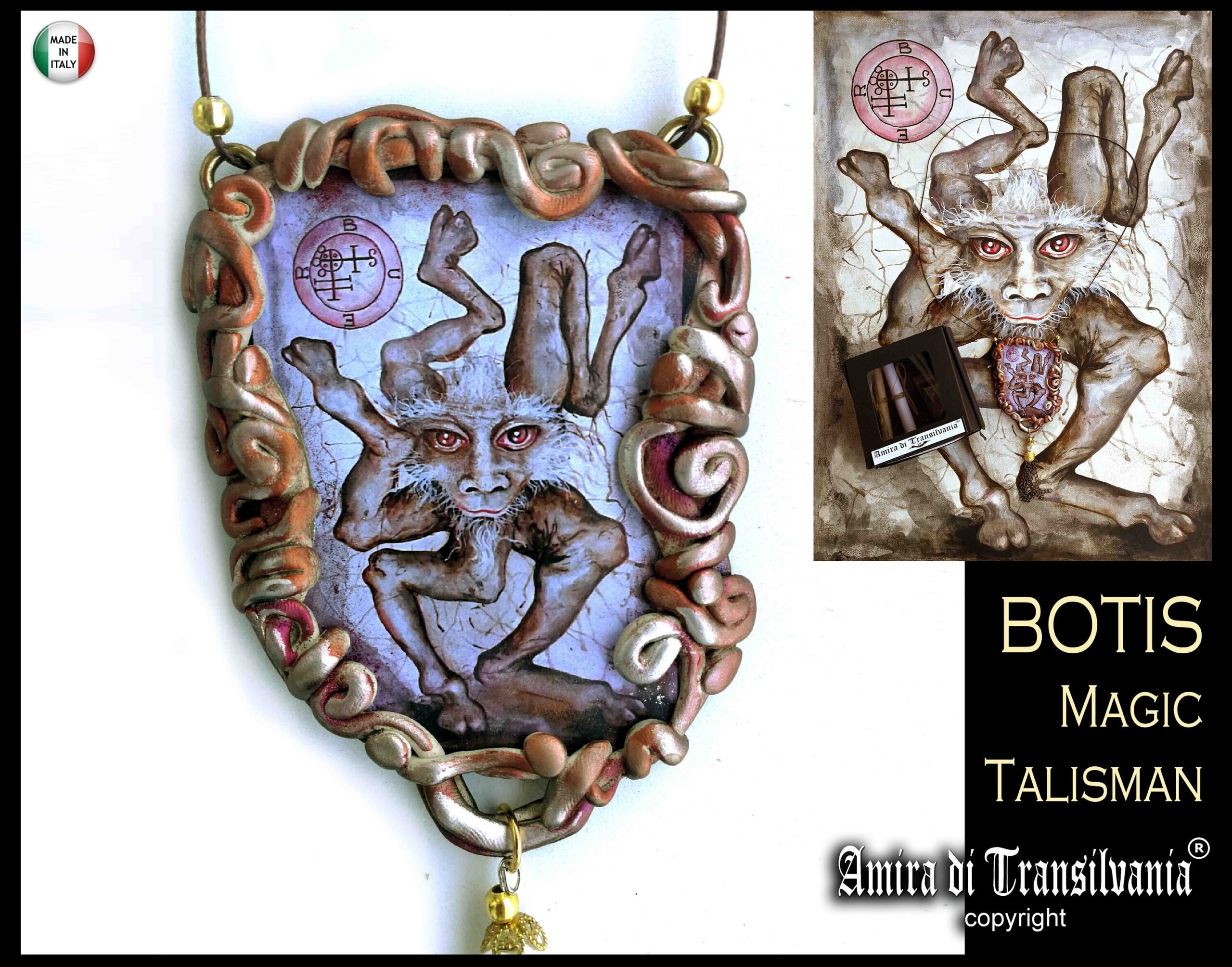 Buer Demon Protective Talisman Amulet, Magic Gothic Jewelry Witchcraft Lemegeton Goetia, Satanic Black Goat