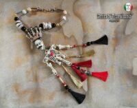 La Santa Muerte Pendant, Macabre Magic Talisman Necklace, Spooky Witch Goth Jewelry Skull Skeleton