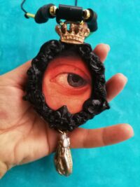 Magical Power, Evil Eye Necklace Charm, Protective Talisman Pendant, Protection Amulet Crown, Witch Jewelry
