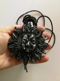 Golden Sun Sunrise Celestial Necklace, Goth Jewel Amulet Good Luck, Magical Power Pendant Bib