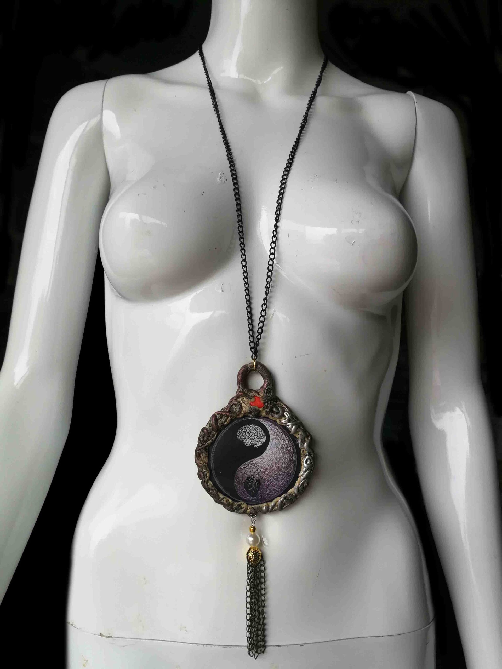 Yin and Yang Buddhist Tibetan, Quan Kuan Guan Kwan Yin Oriental Talisman, Lao Tzu Jewelry, Prayer Amulet Yoga Symbol