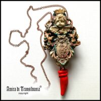 Guardian Angel, Cherubim Pendant Winged Angel Wing, Magic Talisman Archangel Charm, Cherub Amulet Baroque Horn of Plenty
