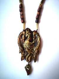 Witch Familiar, Ancient Spirit Companion Dragon Crown, Necklace Talisman Gemstone Pendant, Raw Stone Amulet