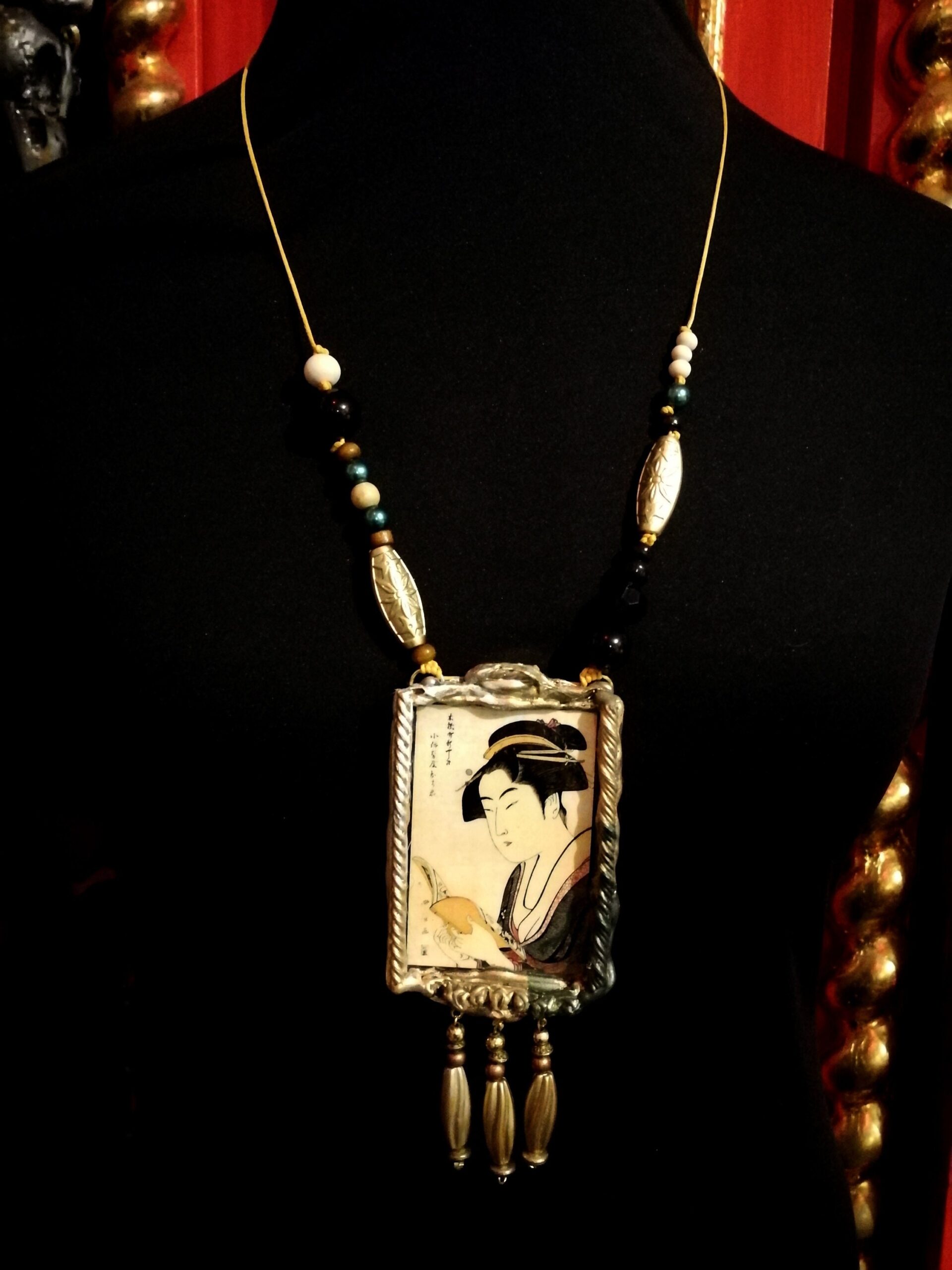Japanese Omamori Charm, Lovers Talisman Samurai Amulet, Asian Folkloric Jewelry, Magic Pendant Good Luck