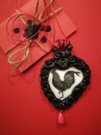 Black Rooster, Magic Talisman Bird Amulet, Witchcraft Vitriol Symbol Pendant, Gothic Occult Esoteric Jewelry