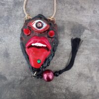 Krampus Mask Satanic Talisman, Satan Pendant Demon Amulet, Devil Baphomet Necklace, Satanist Jewelry Lucifer