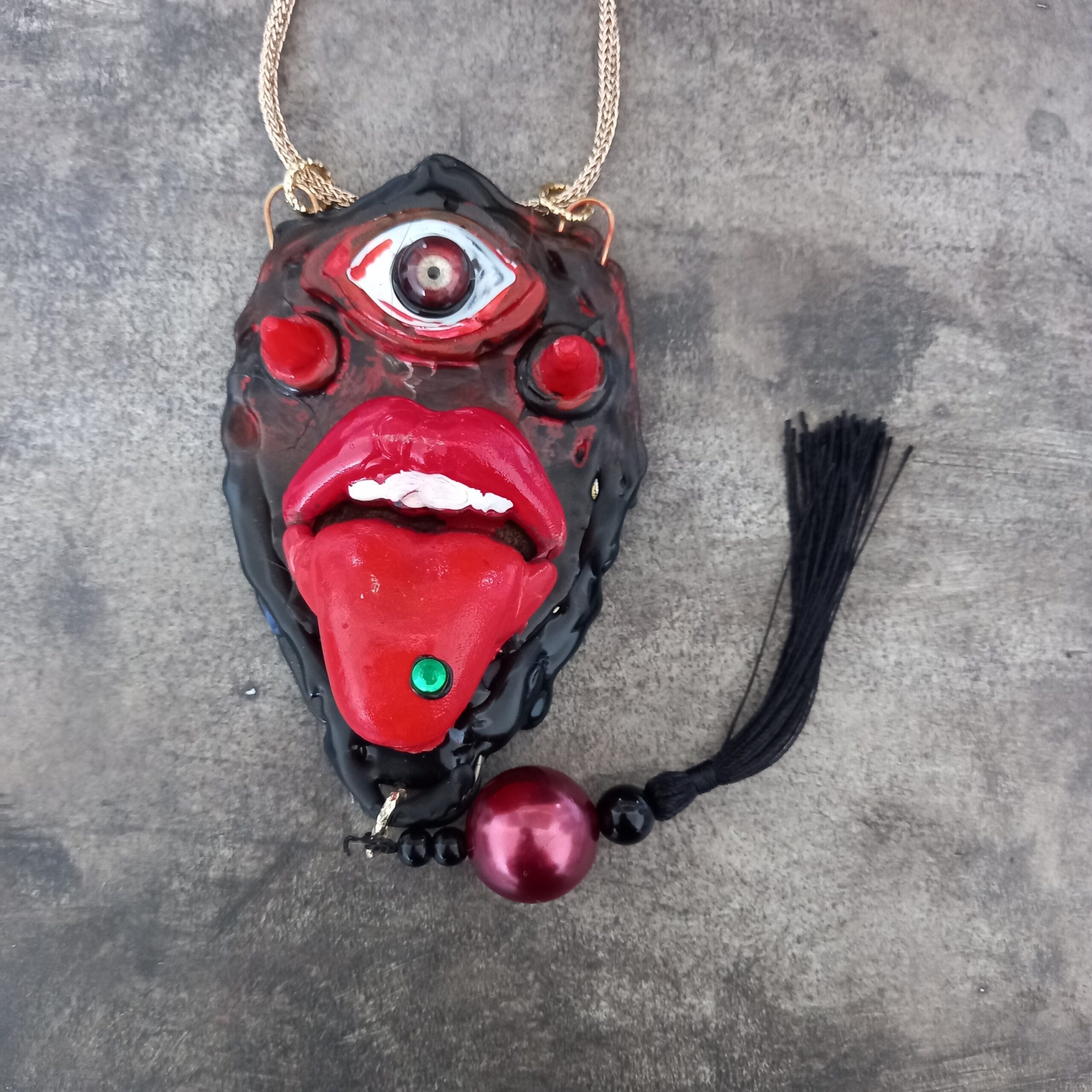 Krampus Mask Satanic Talisman, Satan Pendant Demon Amulet, Devil Baphomet Necklace, Satanist Jewelry Lucifer