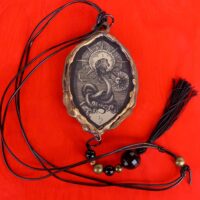 Dragon Snake, Kanji Chinese Dragon Jewelry, Japanese Deity Necklace, Ouroboros Alchemy Symbols Talisman Amulet