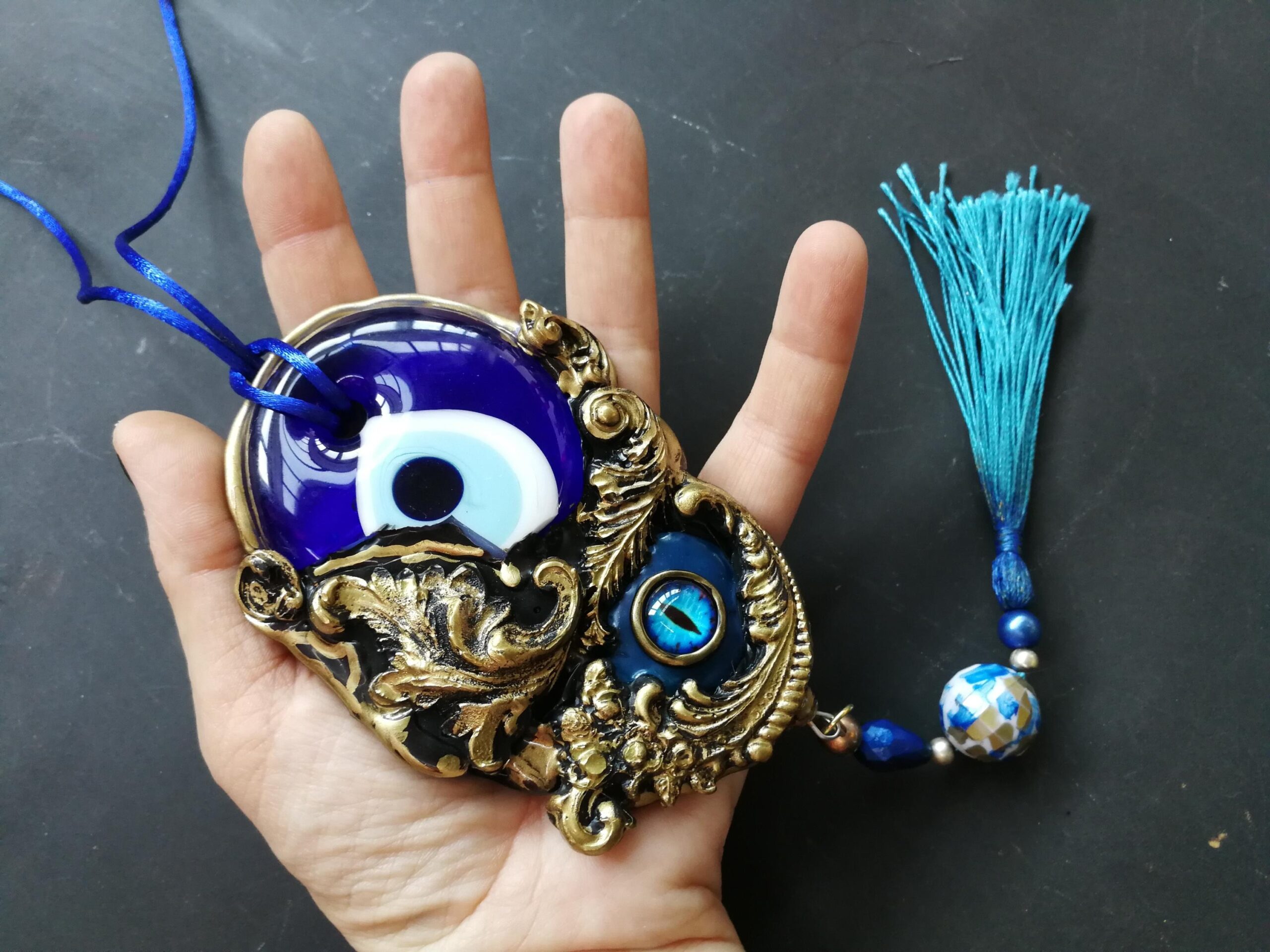 Turkish Evil Eye, Protective Talisman Pendant, Good Luck Necklace Charm, Protection Amulet Witch Jewelry