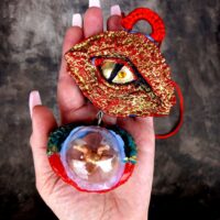 Dragon Pendant, Claw Necklace Magic Talisman, Globe Ball Amulet Demon Evil Eye Lucifer Jewelry