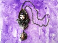 Hecate Goddess, Cursed Doll Magic Talisman, Haunted Witch Witchcraft Pendant, Gothic Cathedral Jewelry Necklace