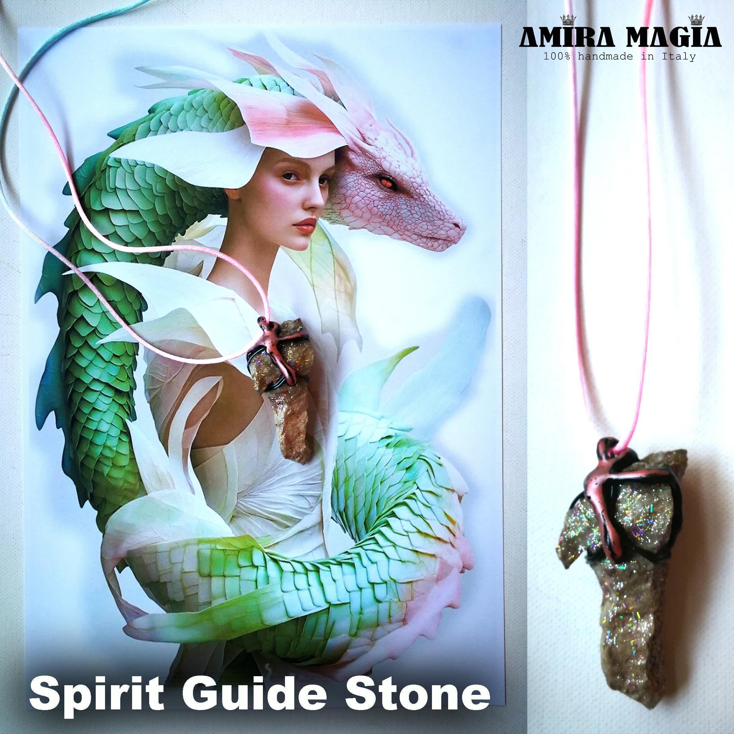 Witch Familiar, Ancient Companion Dragon Spirit Guide, Uncut Gemstone Pendant, Magic Raw Stone Amulet
